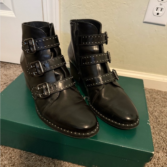 Paul Green Soho Black Studded Ankle Boots - Picture 2 of 6
